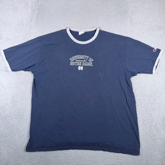Champion Other - Notre Dame Fighting Irish Shirt Mens 2XL XXL Blue Ringer Champion Vtg Faded Tee